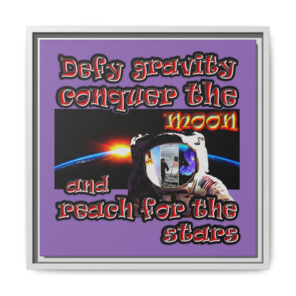 defy conquer reach - framed canvas art (light purple)