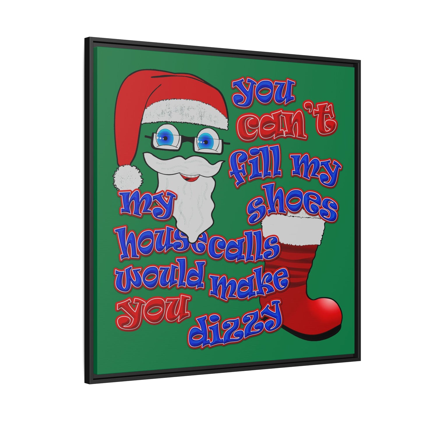 santa's shoes - framed canvas art (dark green)