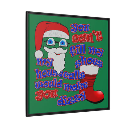 santa's shoes - framed canvas art (dark green)