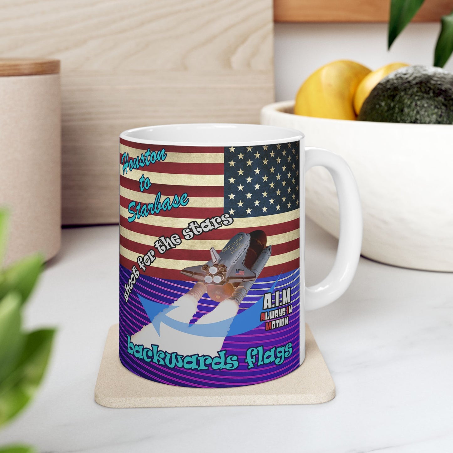 shoot for the stars - White Mug (purple wave)