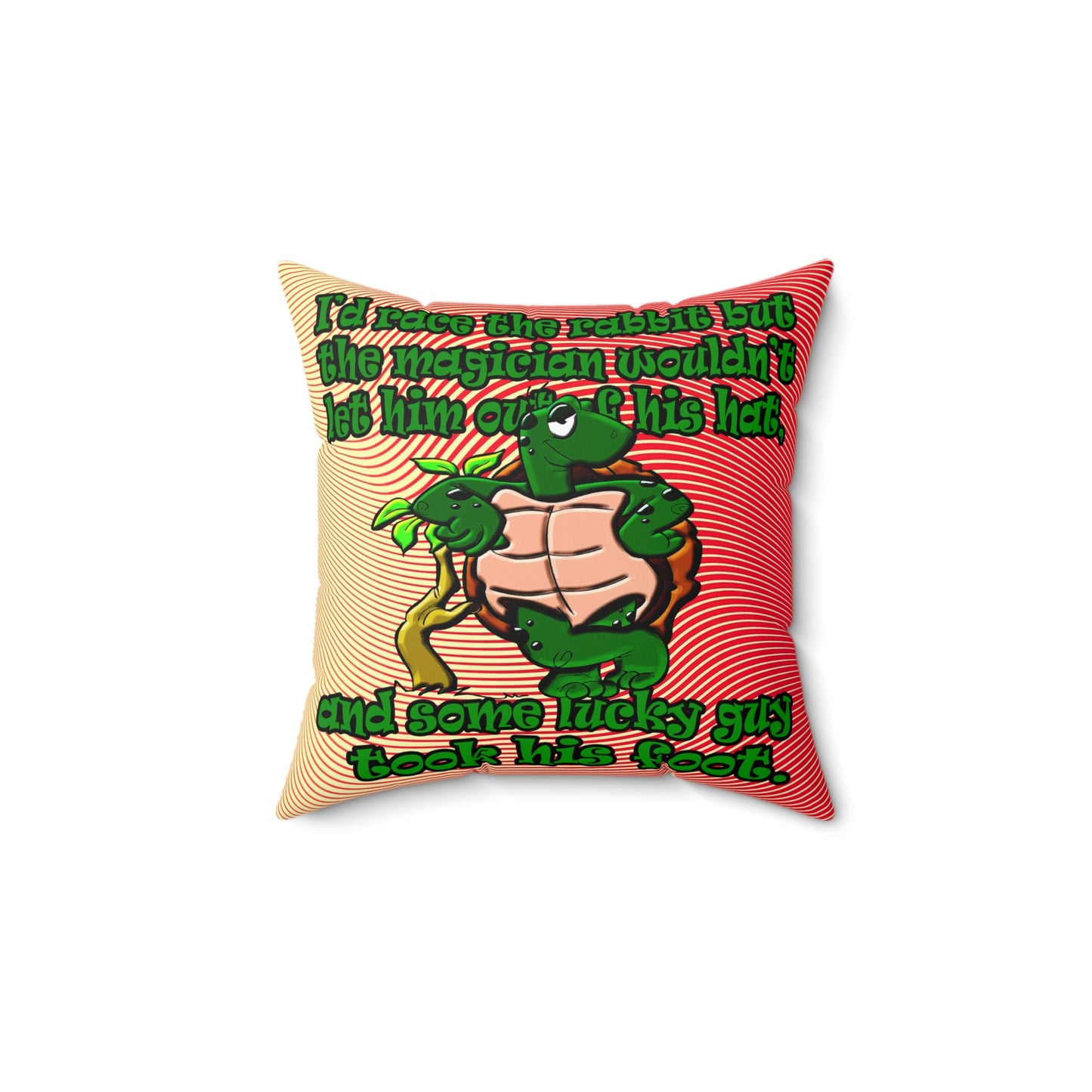 turtle race - Spun Polyester Square Pillow - (yellow-orange wave)