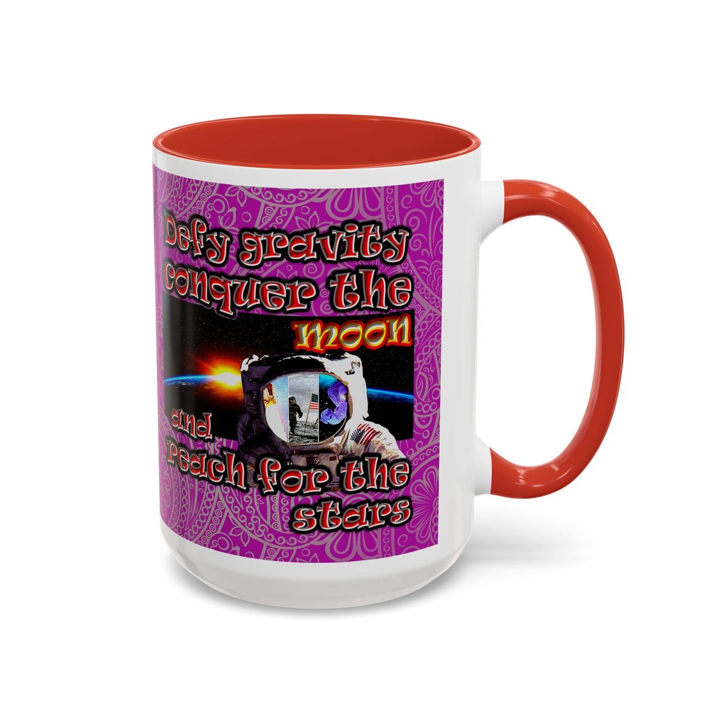 defy conquer reach - Accent Mug (pink swirl)