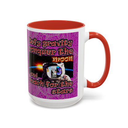 defy conquer reach - Accent Mug (pink swirl)