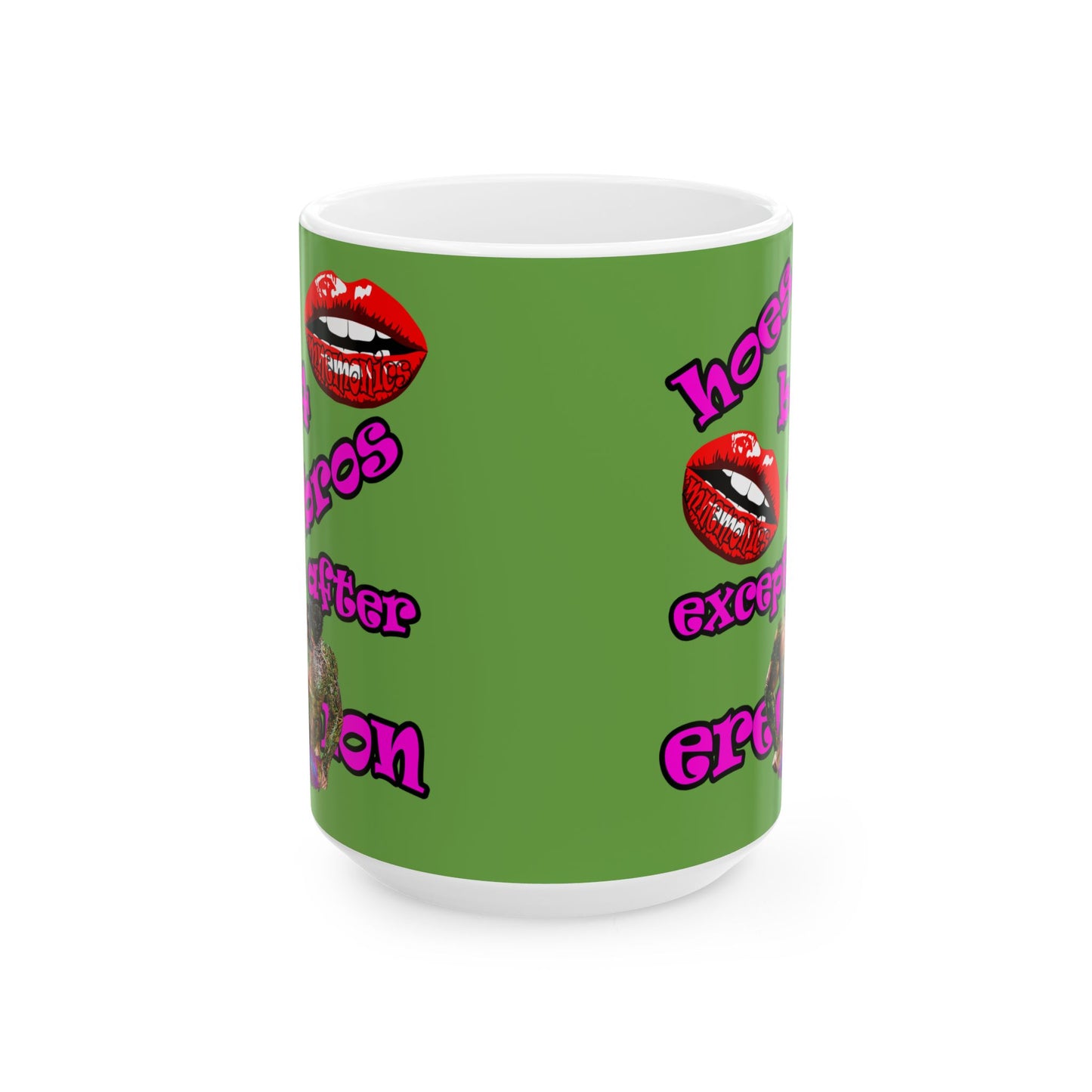 hoes b4 bros - White Mug (green)