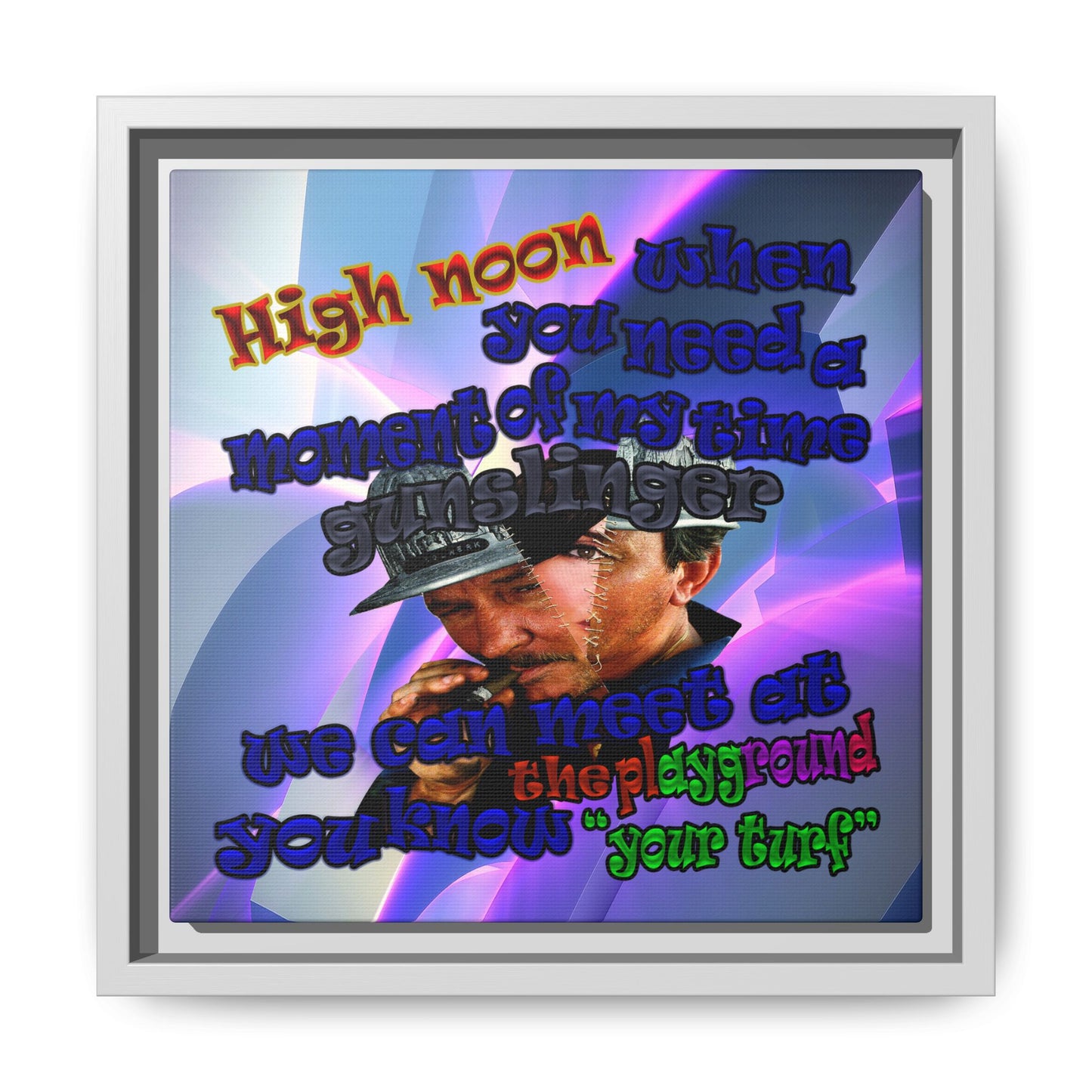 high noon - framed canvas art (grey-pink wave)