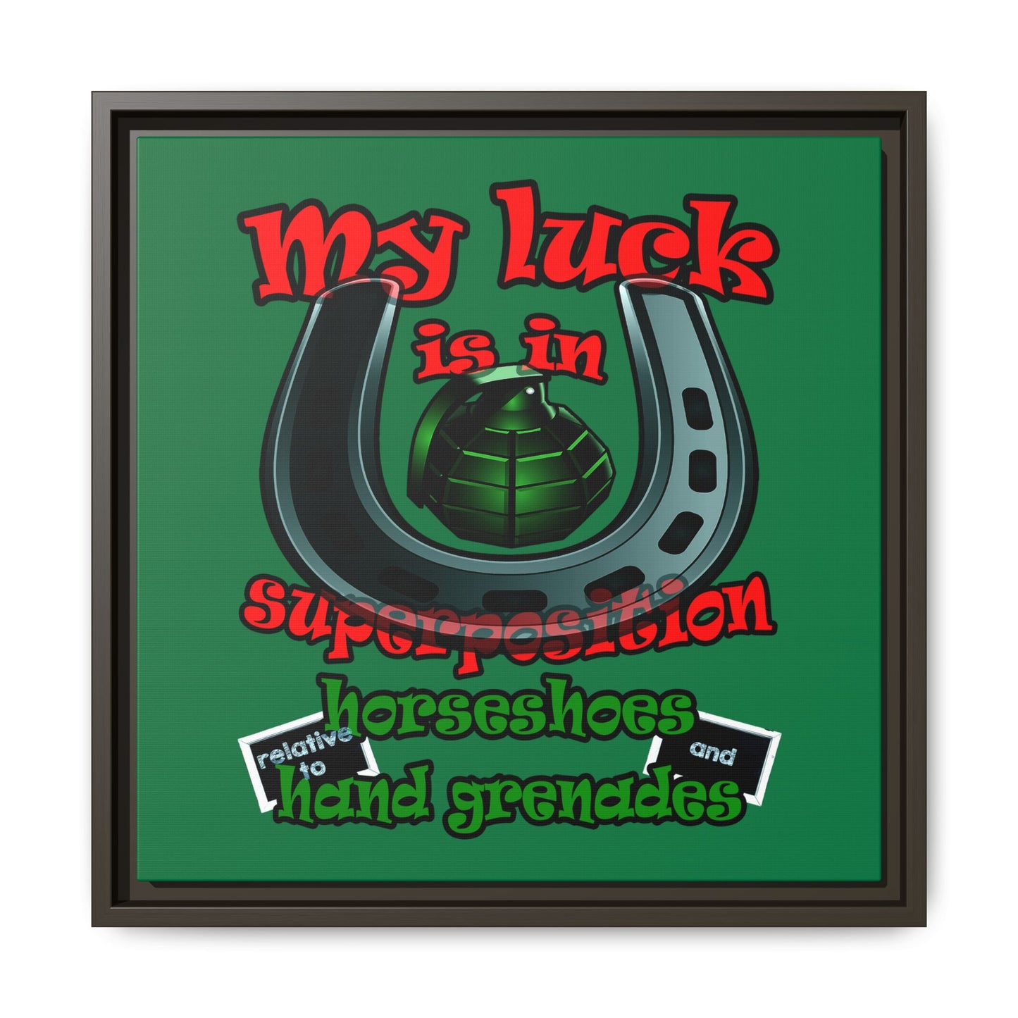 my luck - framed canvas art (dark green)