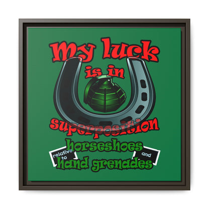 my luck - framed canvas art (dark green)
