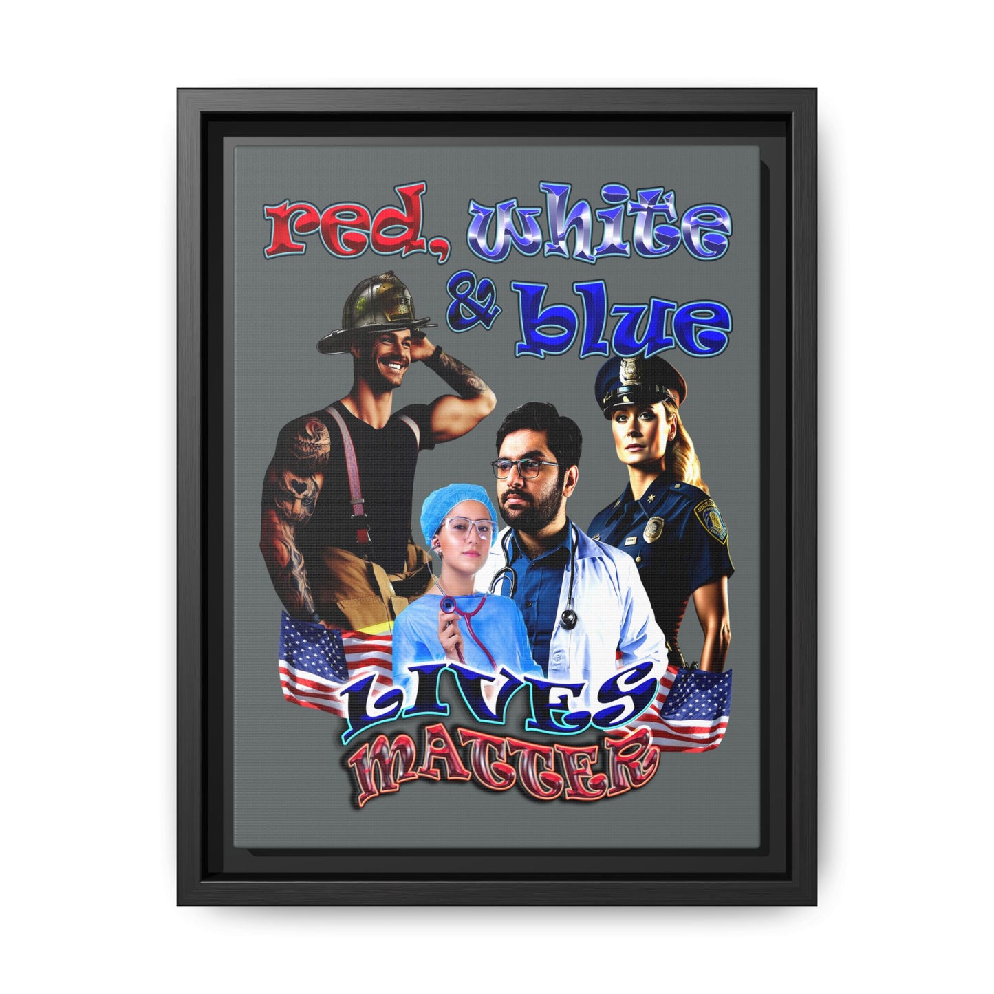 rw&b lives matter - framed canvas art (dark grey)
