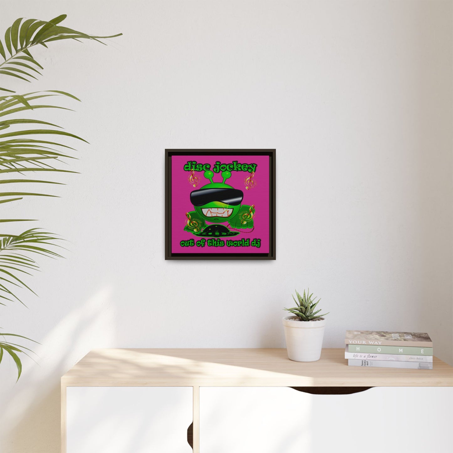 disc jockey - framed canvas art (pink)