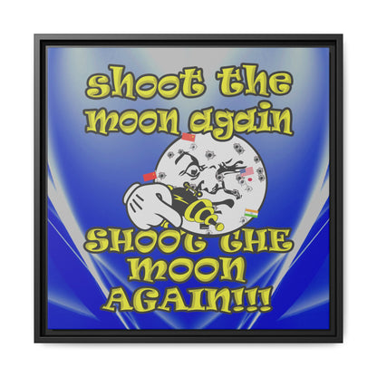 shoot the moon again - framed canvas art (blue-white wave)