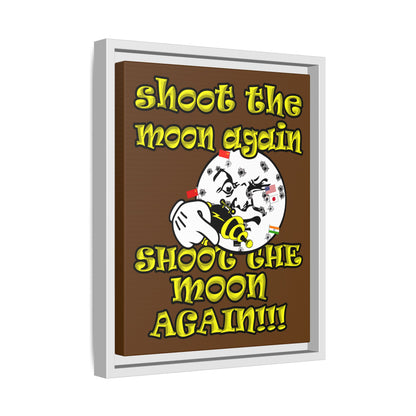 shoot the moon again - framed canvas art (brown)