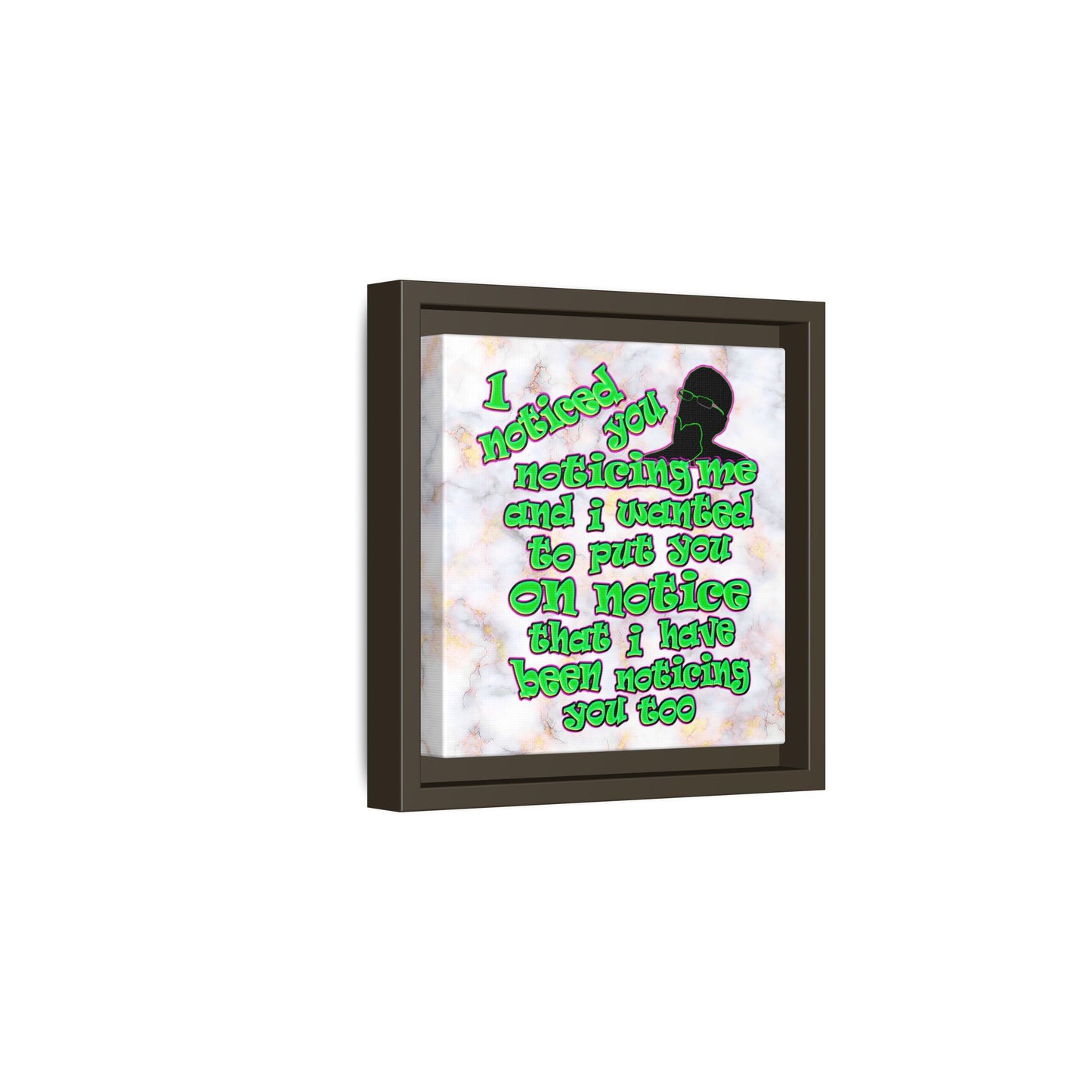 noticed you noticing - framed canvas art (white marble)