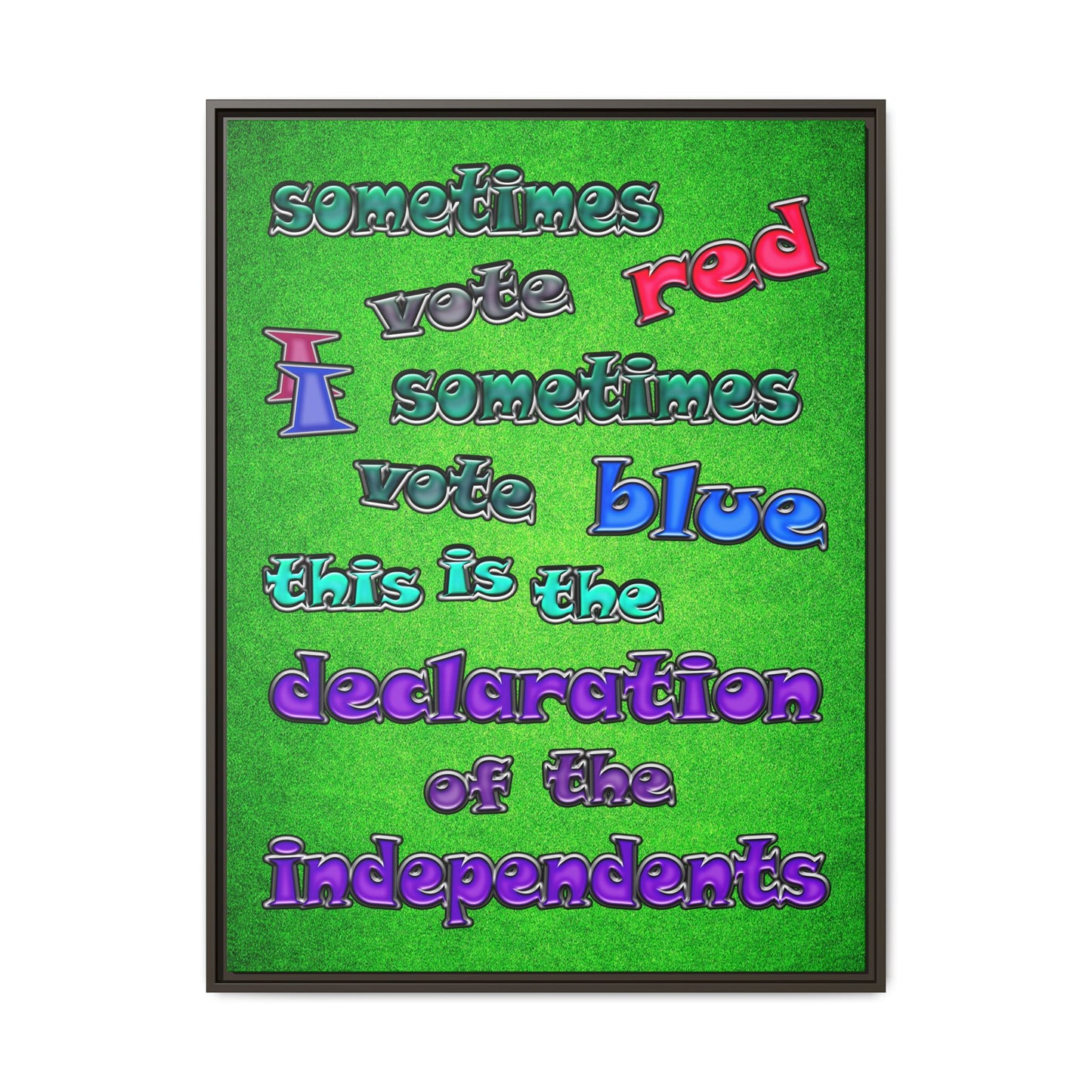 declaration of the independents - framed canvas art (green turf)