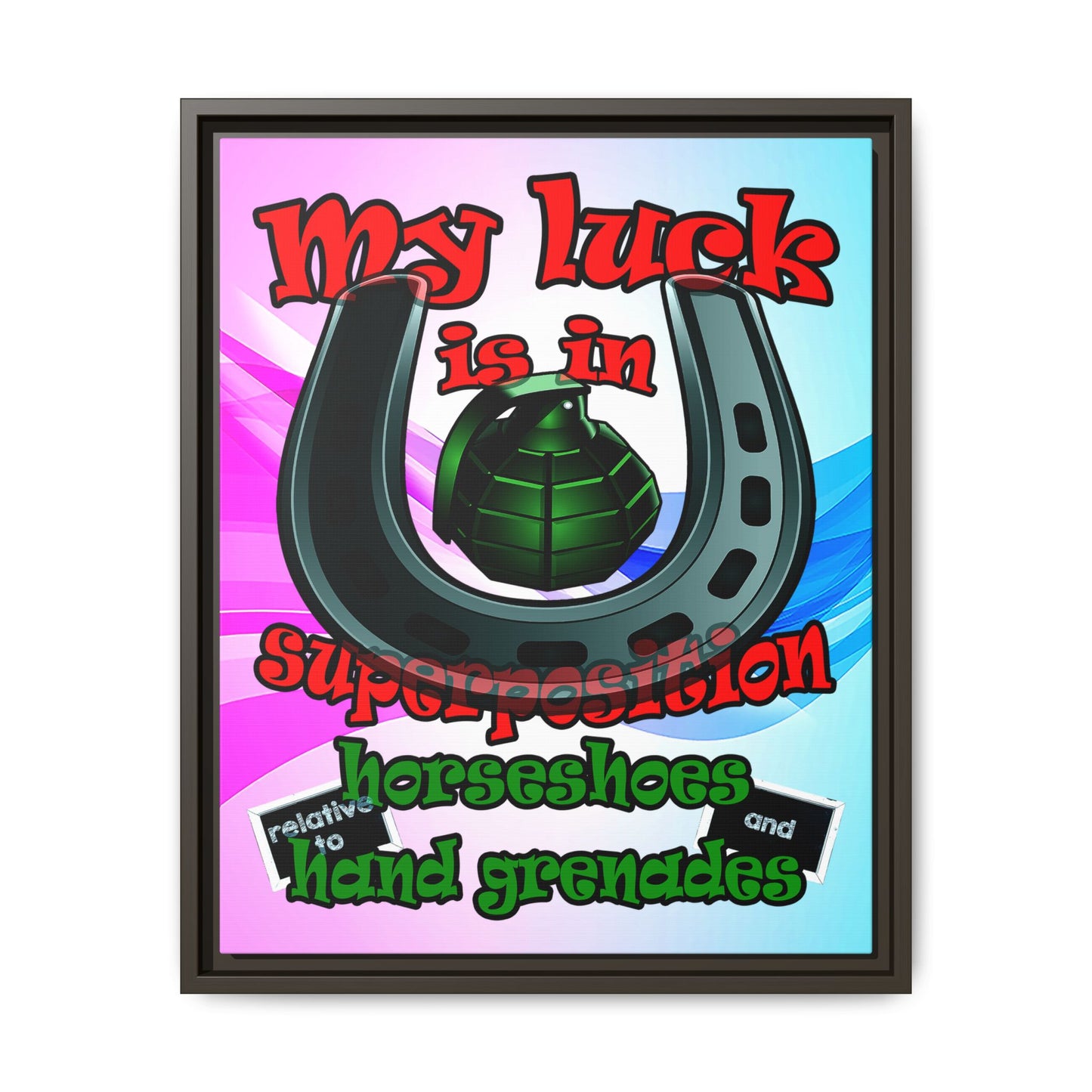 my luck - framed canvas art (light blue-pink wave)