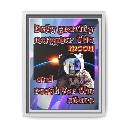 defy conquer reach - framed canvas art (grey-pink wave)