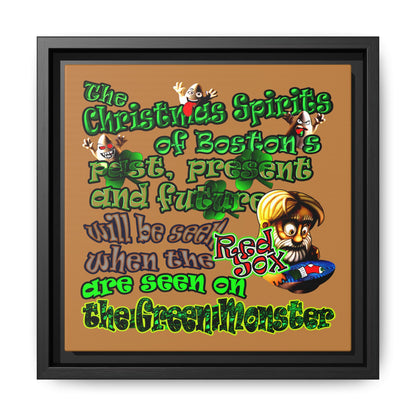 christmas spirits of boston - framed canvas art (light brown)