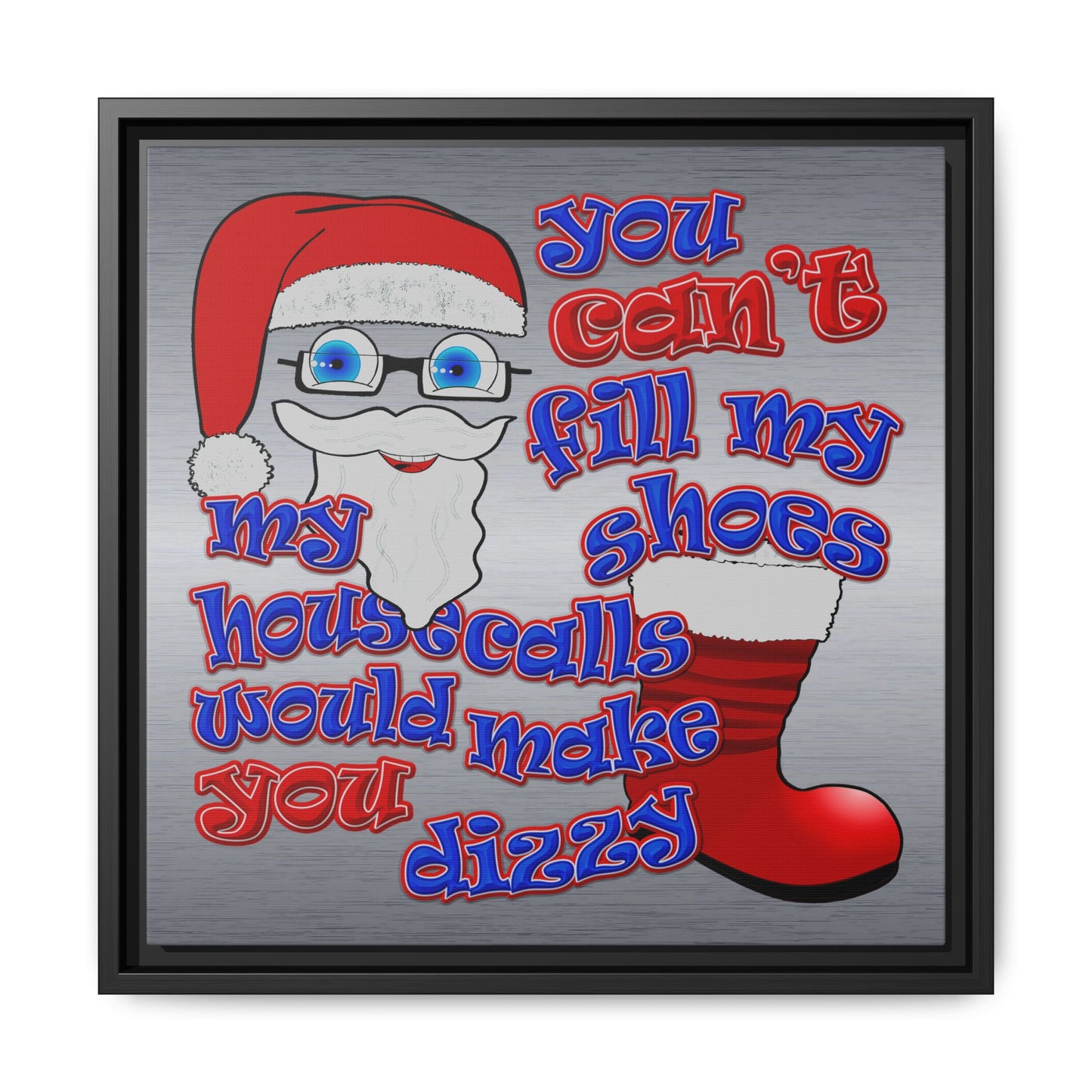 santa's shoes - framed canvas art (brushed nickel)