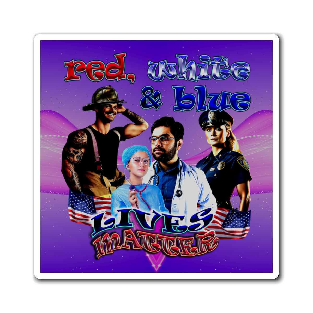 rw&b lives matter - Magnets - (purple-pink wave)