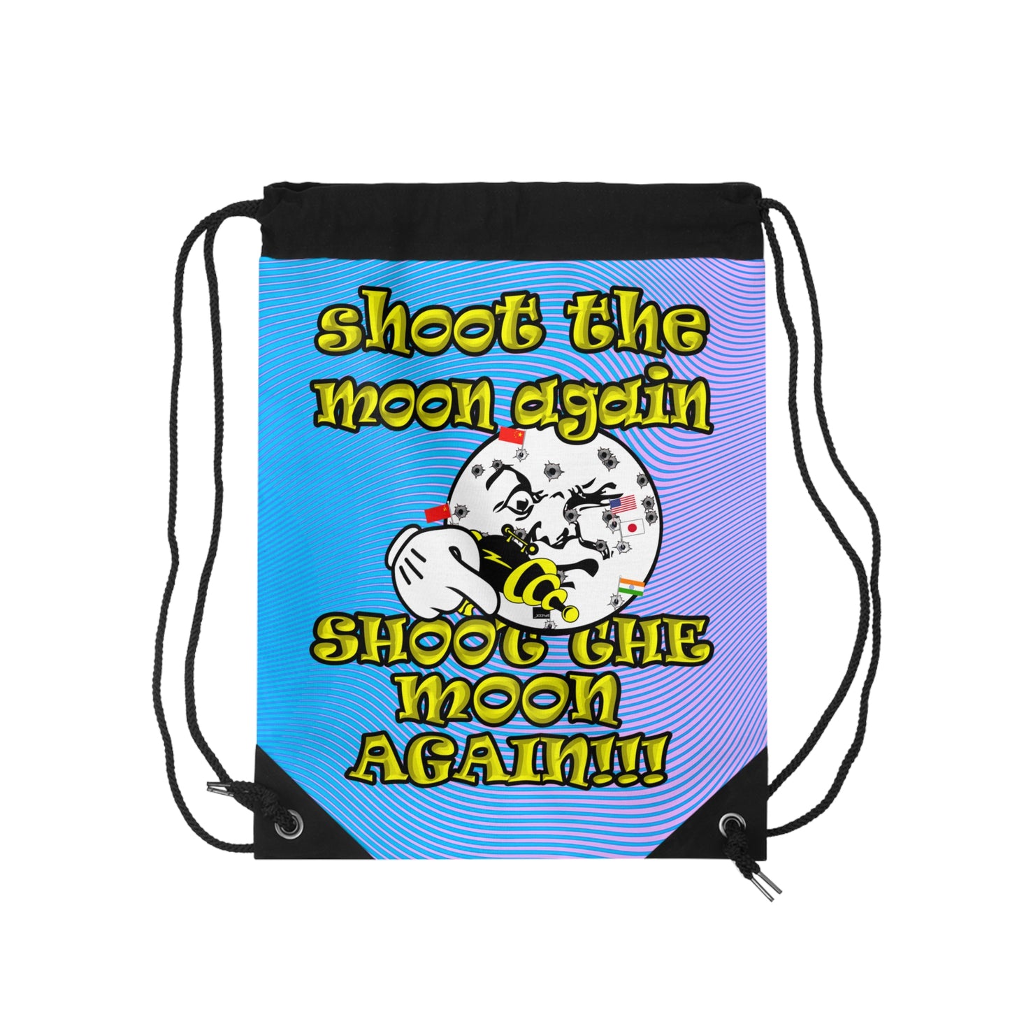 shoot the moon again - Drawstring Bag (light blue-purple wave)