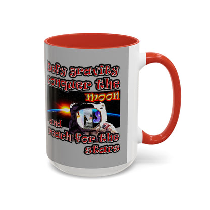 defy conquer reach - Accent Mug (light grey)