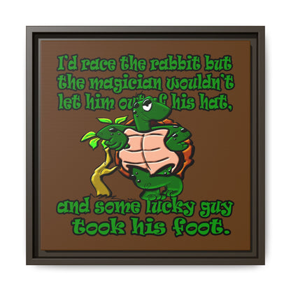 turtle race - framed canvas art (brown)