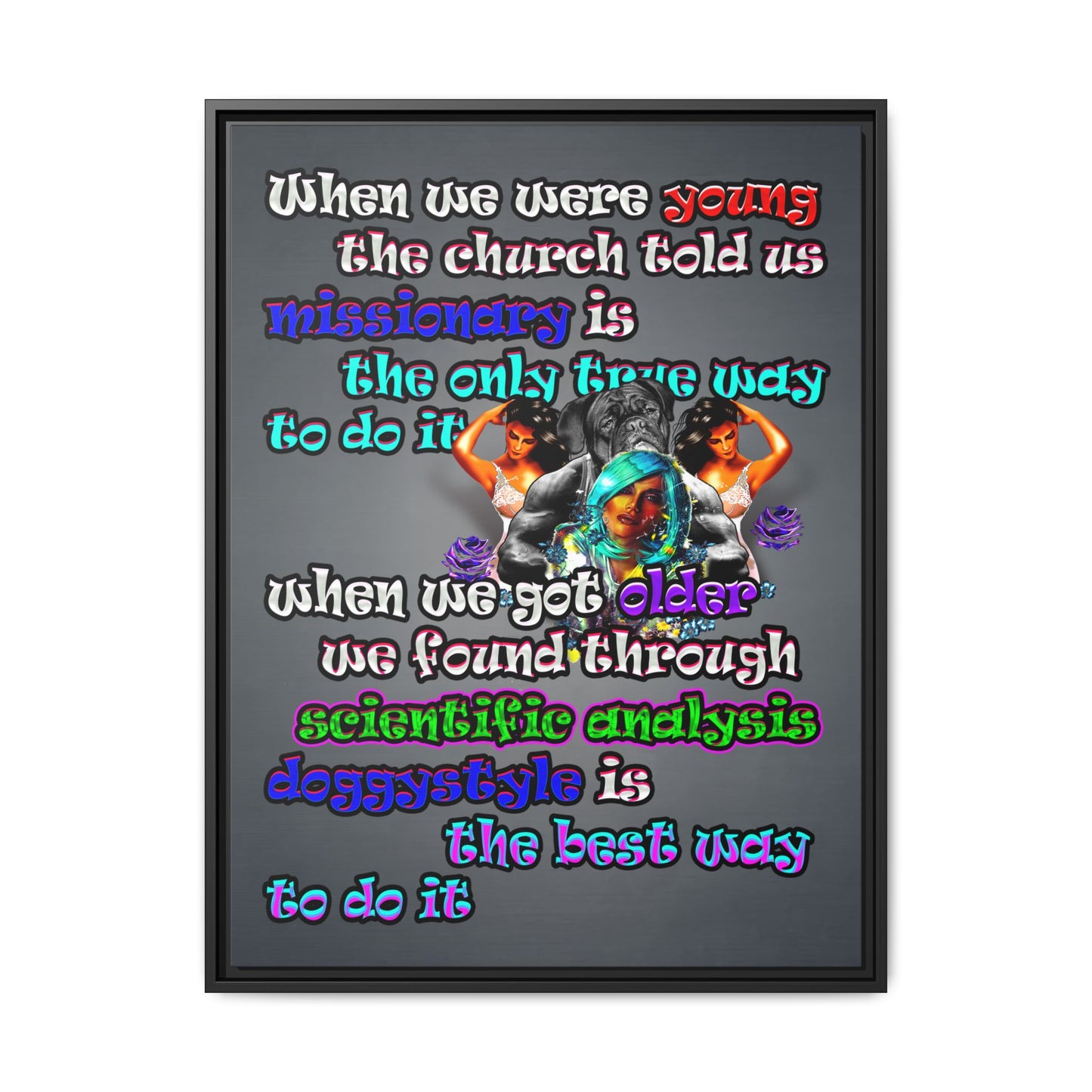 doggystyle - framed canvas art (grey-light grey)