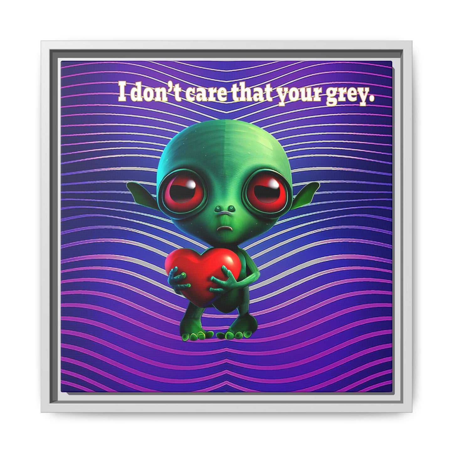 I don't care that your grey - framed canvas art (purple wave)