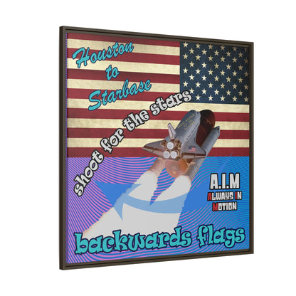 shoot for the stars - framed canvas art (light blue-purple wave)