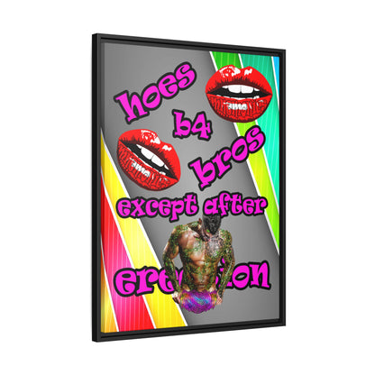 hoes b4 bros - framed canvas art (rainbow split)