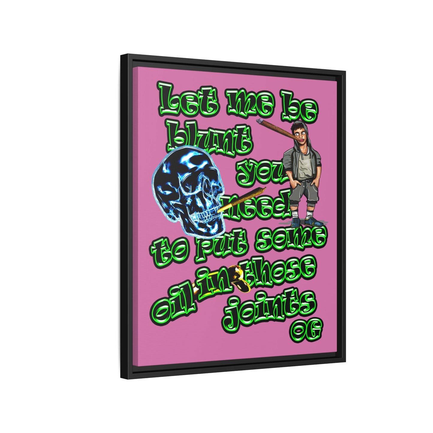 og - framed canvas art (light pink)