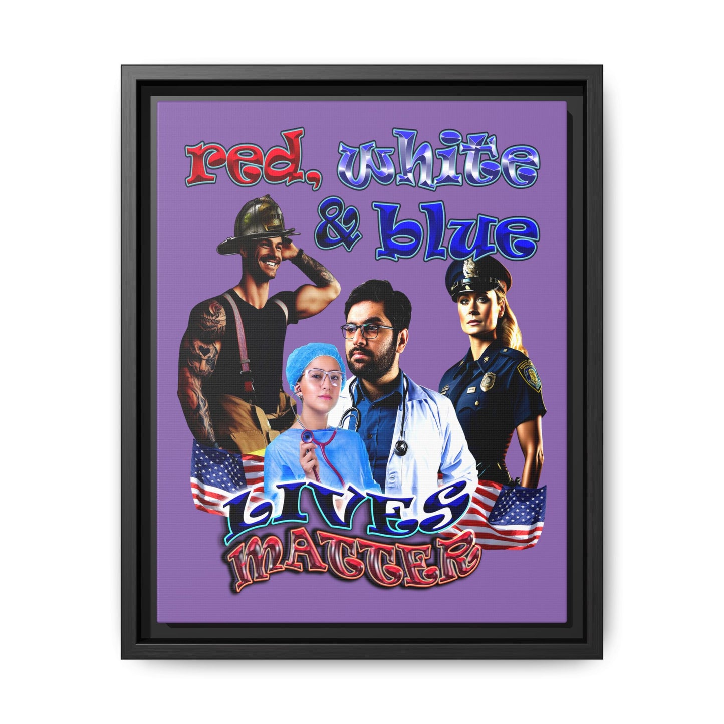 rw&b lives matter - framed canvas art (light purple)