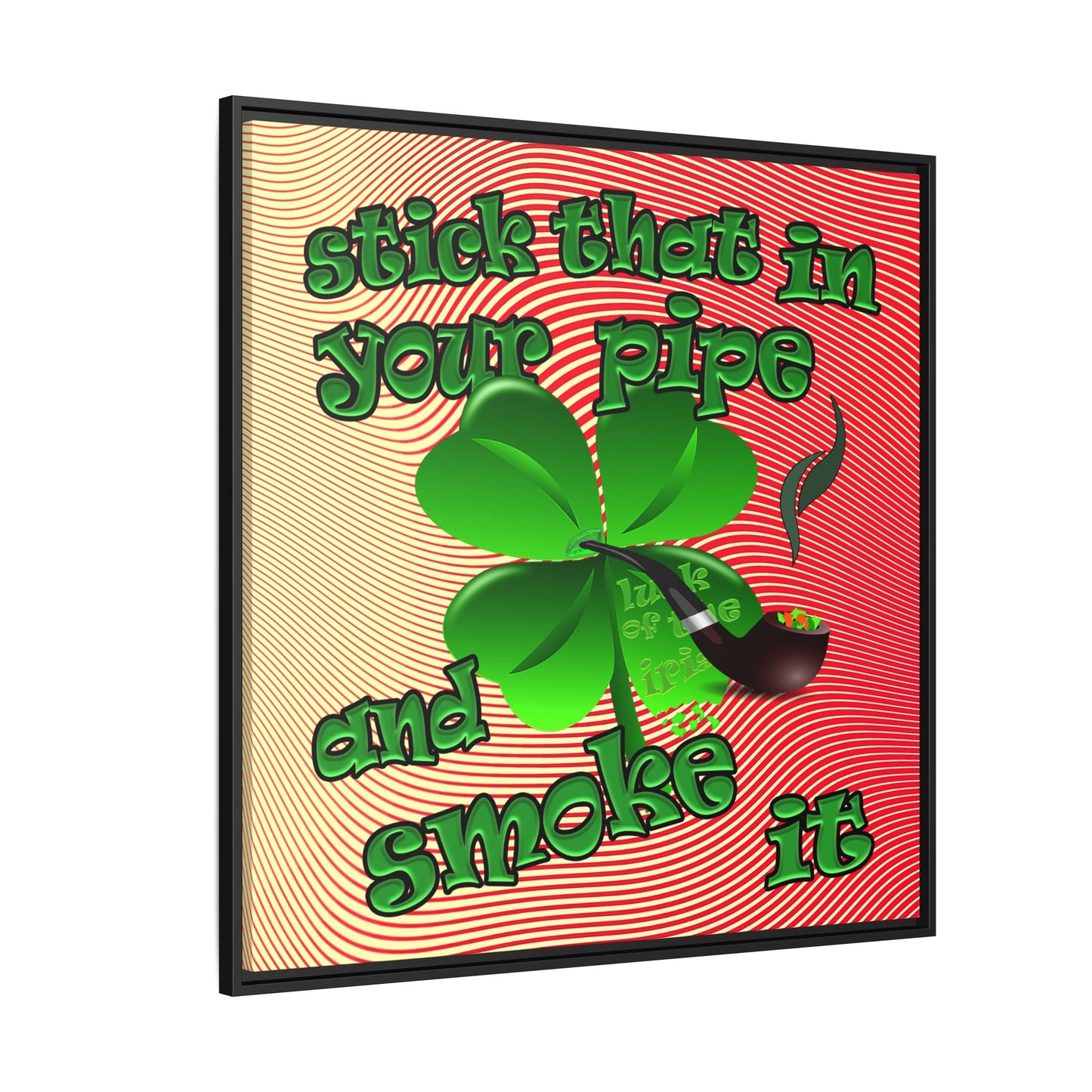 stick that in your pipe and smoke it - framed canvas art (yellow-orange wave)