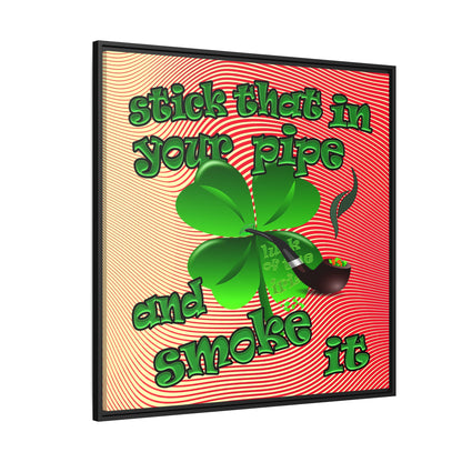 stick that in your pipe and smoke it - framed canvas art (yellow-orange wave)