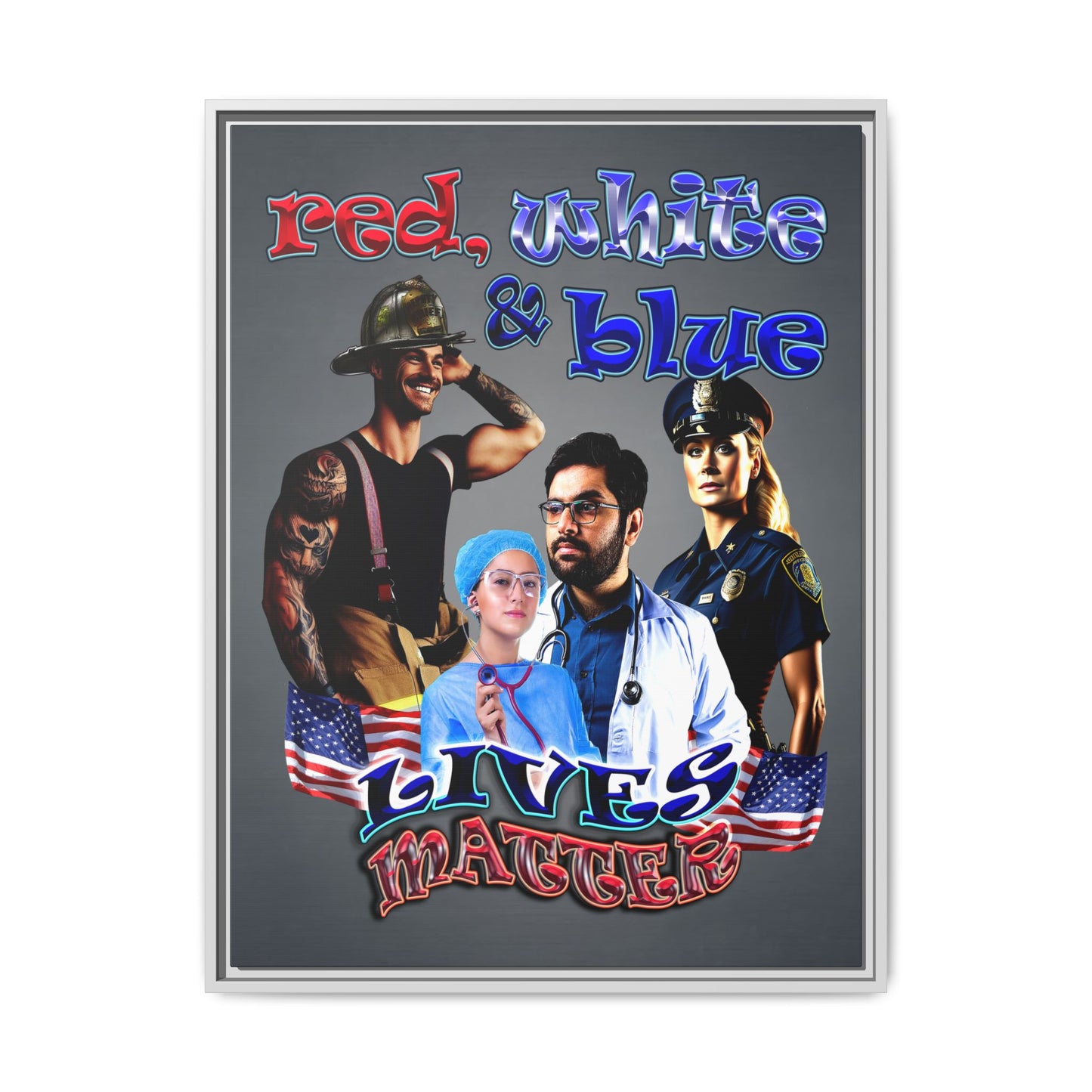 rw&b lives matter - framed canvas art (grey-light grey)