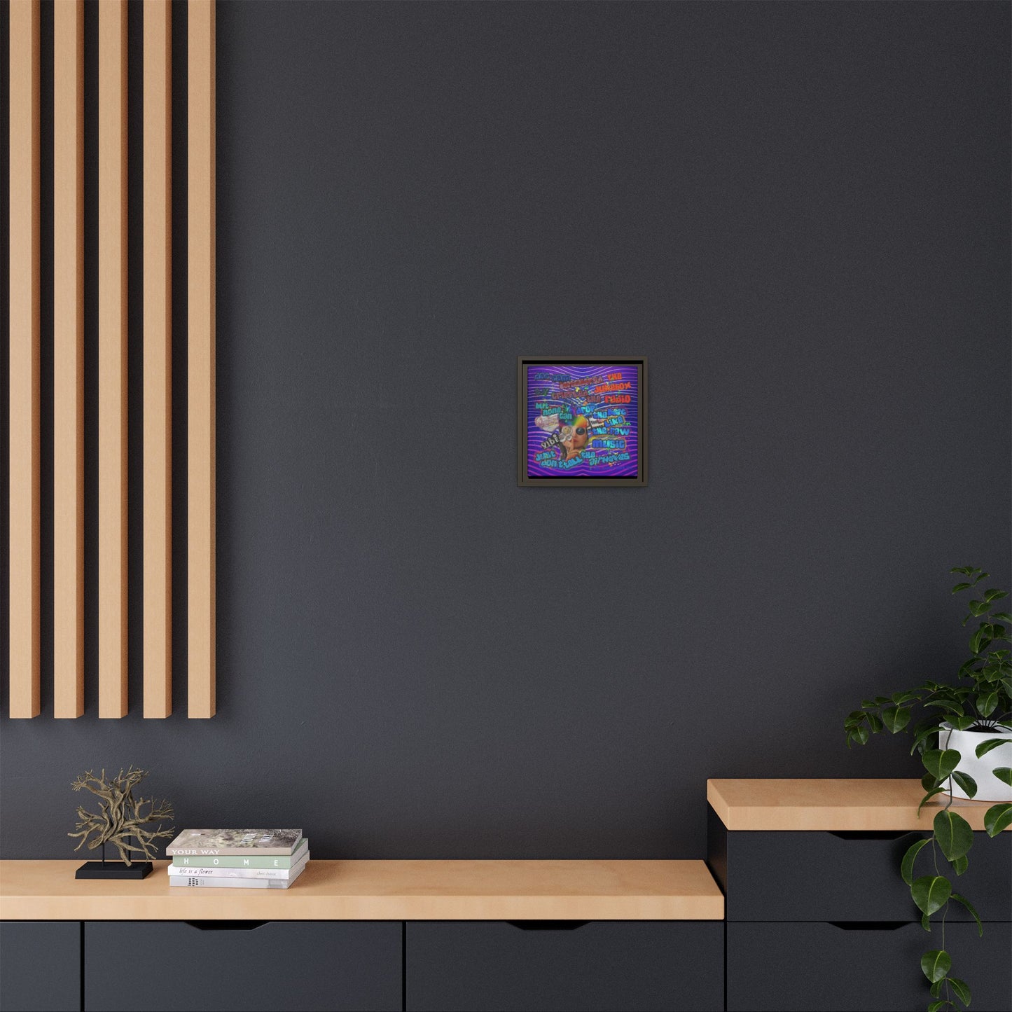 drop the beat - framed canvas art (purple wave)