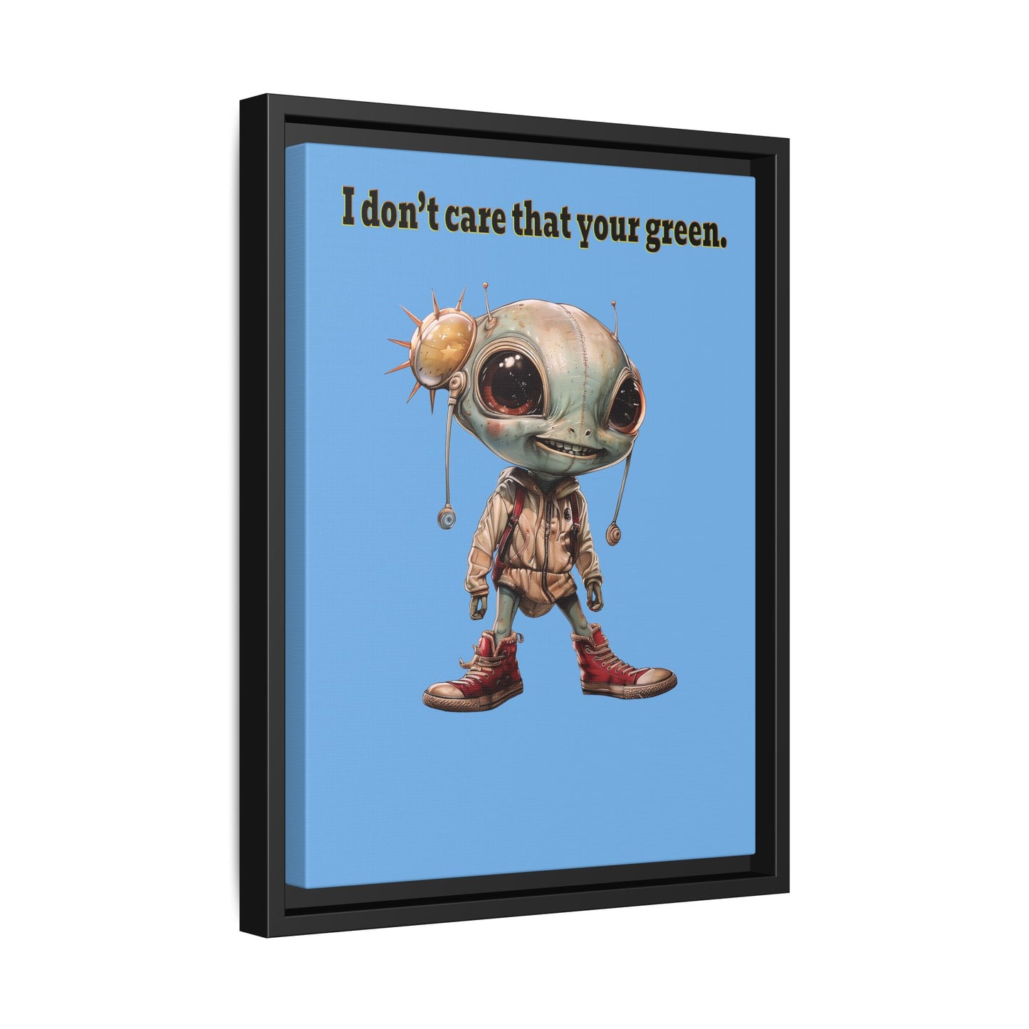 I don't care that your green - framed canvas art (light blue)