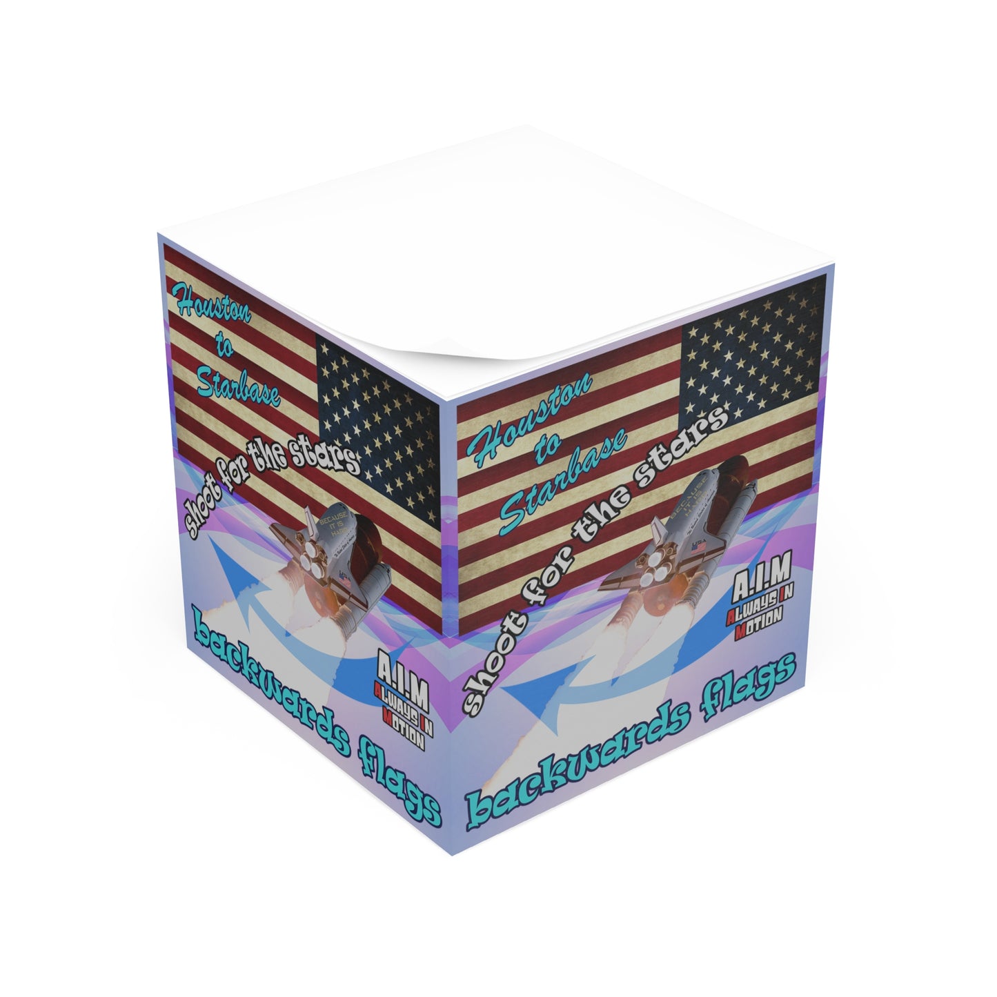shoot for the stars - note cube (light blue-pink wave)