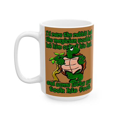 turtle race - White Mug (light brown)
