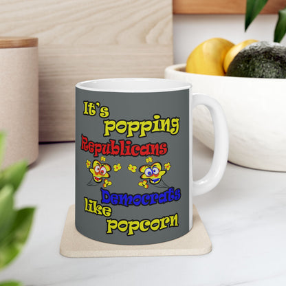 popping like popcorn - White Mug (dark grey)