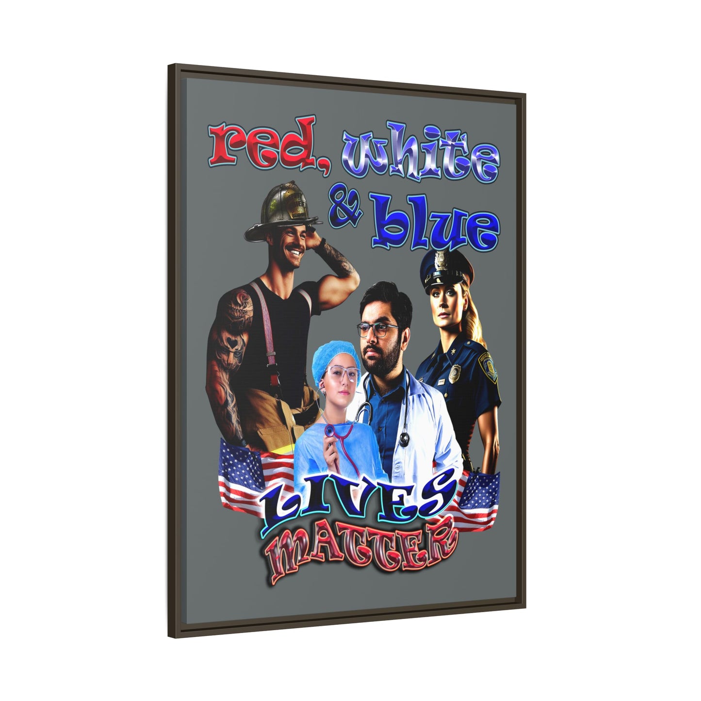rw&b lives matter - framed canvas art (dark grey)