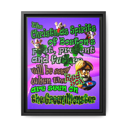 christmas spirits of boston - framed canvas art (purple-pink wave)