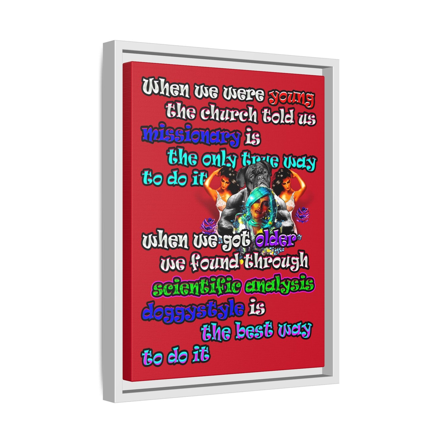 doggystyle - framed canvas art (dark red)