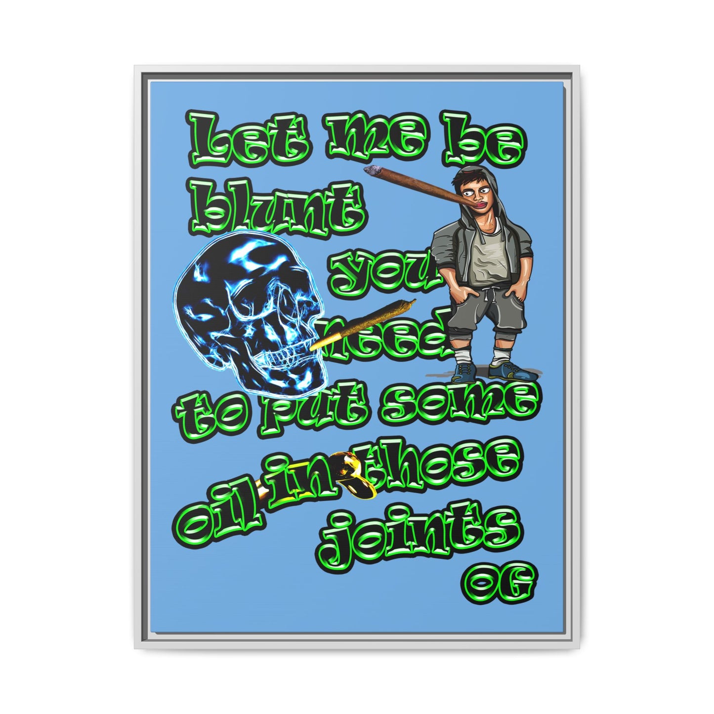 og - framed canvas art (light blue)