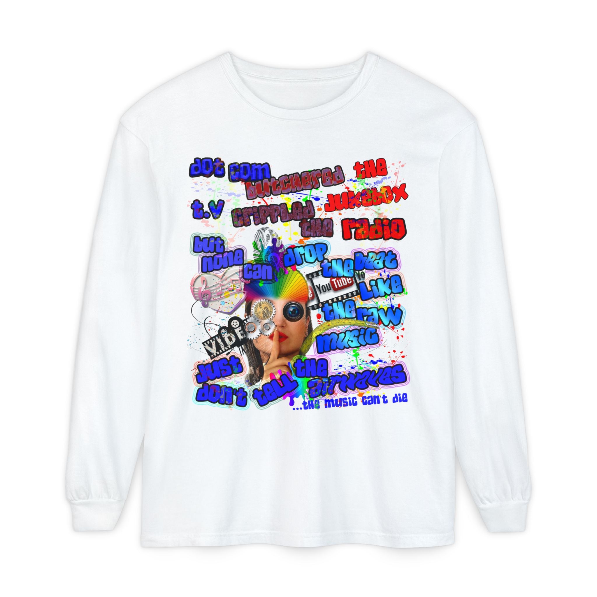 drop the beat - Unisex Garment-dyed Long Sleeve T-Shirt