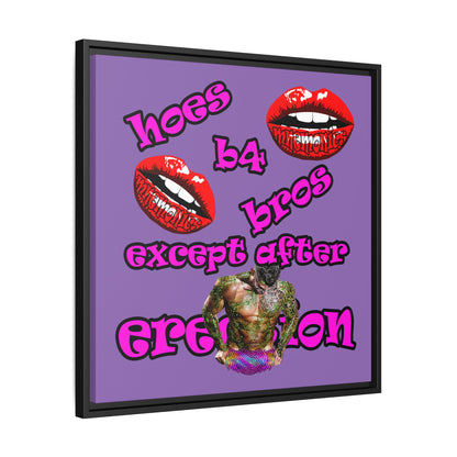 hoes b4 bros - framed canvas art (light purple)