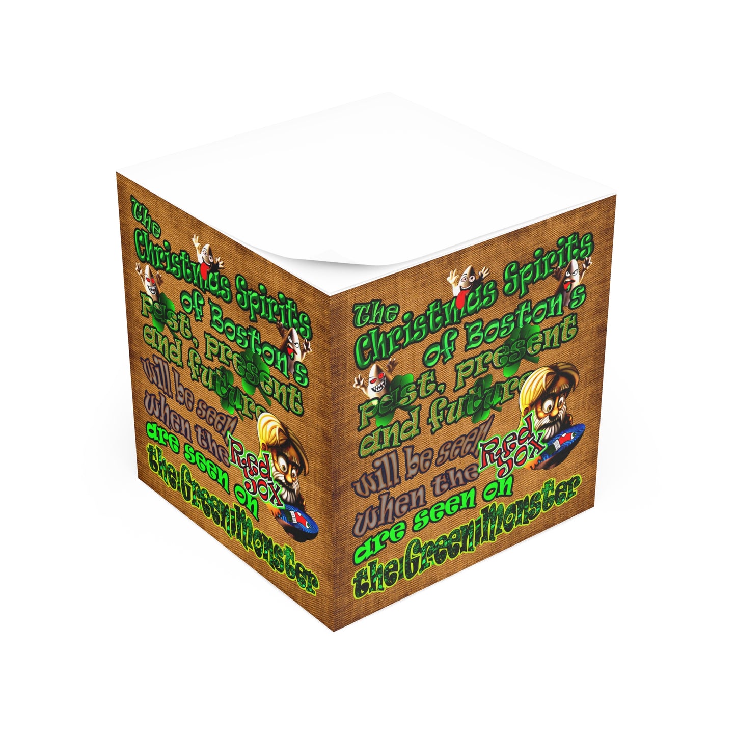 christmas spirits of boston - note cube (brown papyrus)