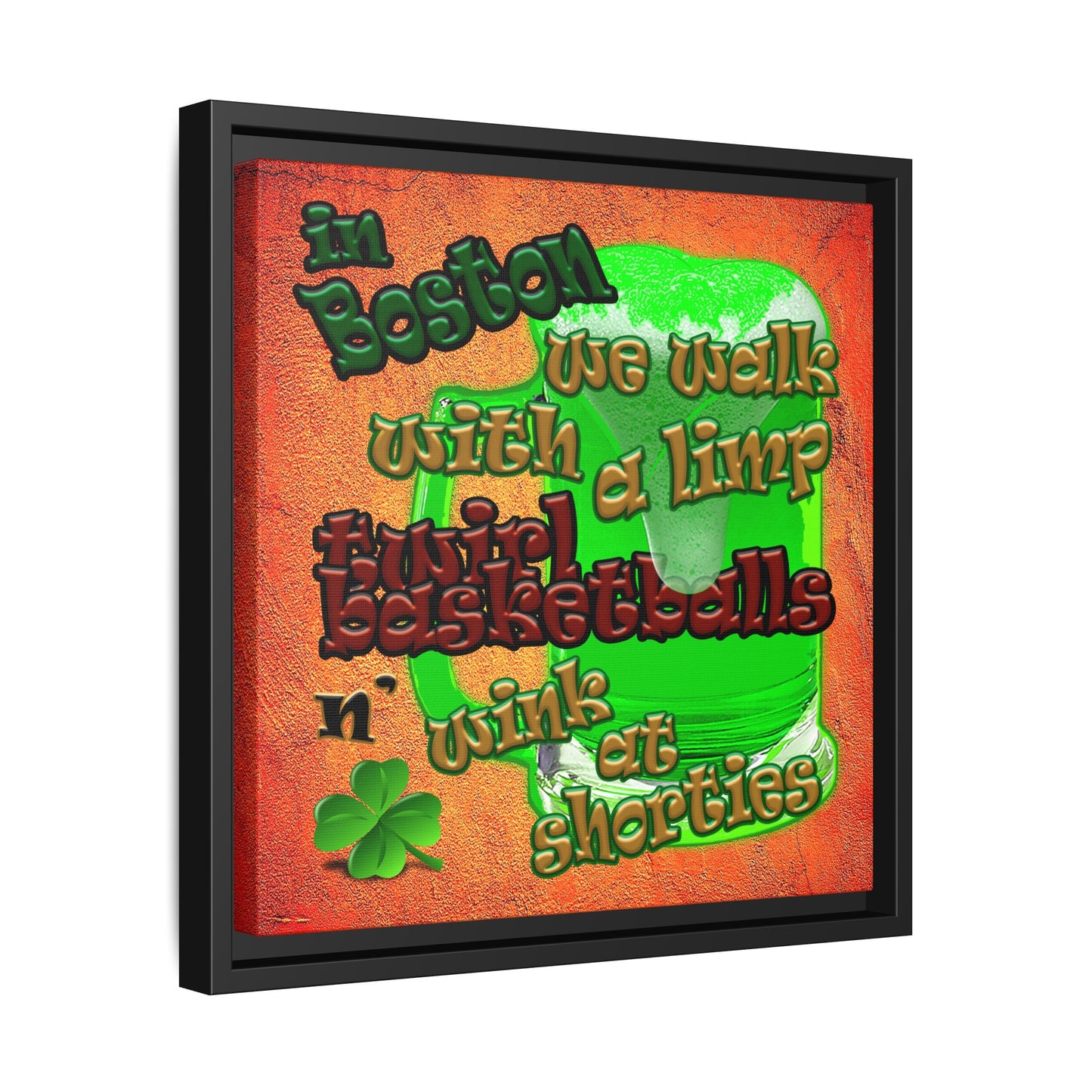 celtics logo - framed canvas art (burnt orange)