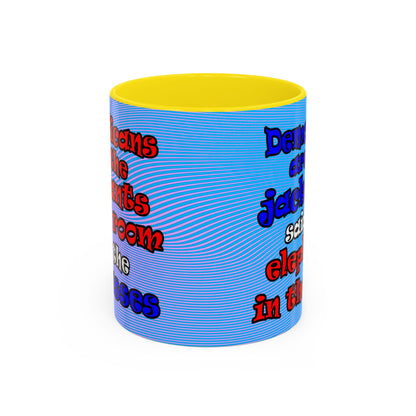 donkeys and elephants - Accent Mug (light blue-purple wave)