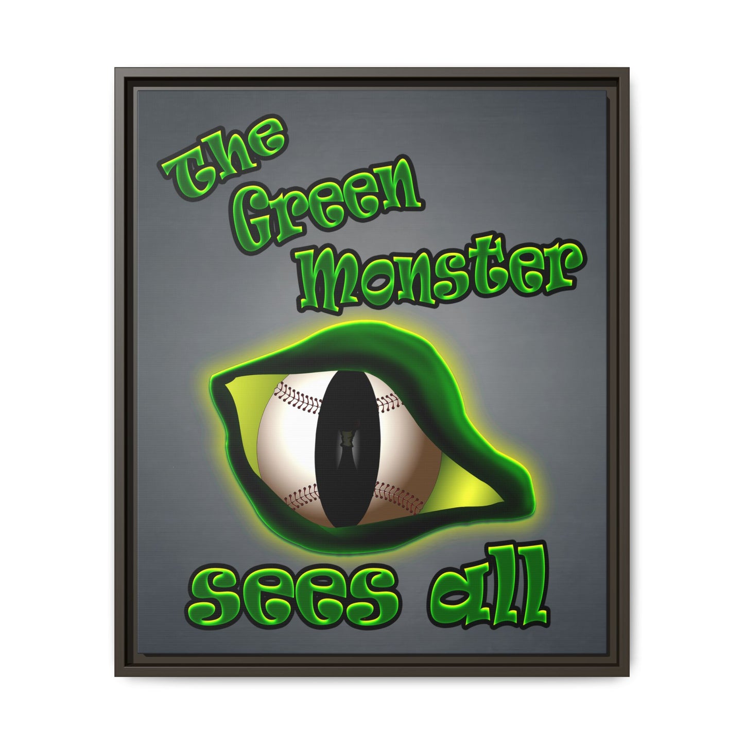 green monster - framed canvas art (grey-light grey)