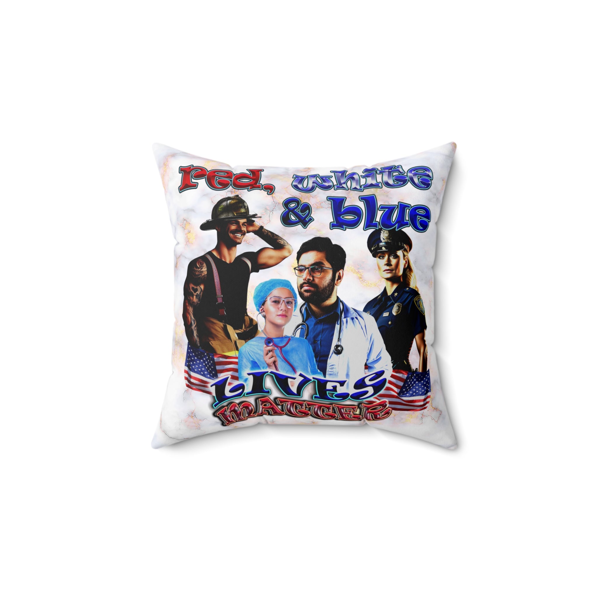 rw&b lives matter - Spun Polyester Square Pillow - (white marble)